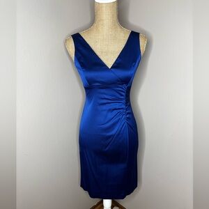 Donna Ricco Women’s Navy Blue Satin Cocktail Dress size 2 Petite